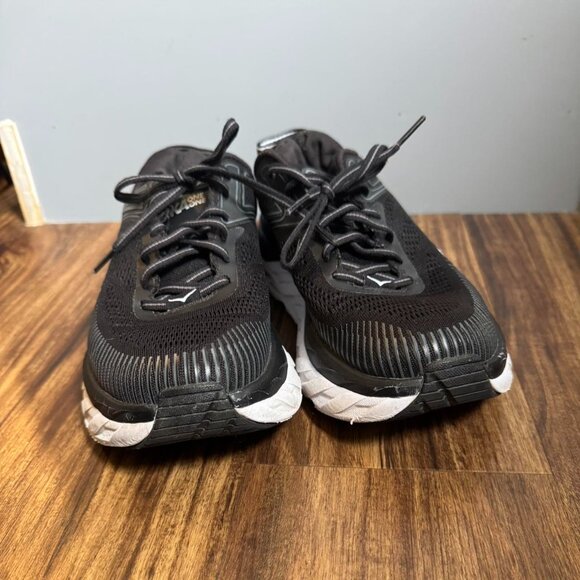 Hoka Bondi 7 black and white running sneakers trainers size women’s 7.5E - Picture 6 of 8